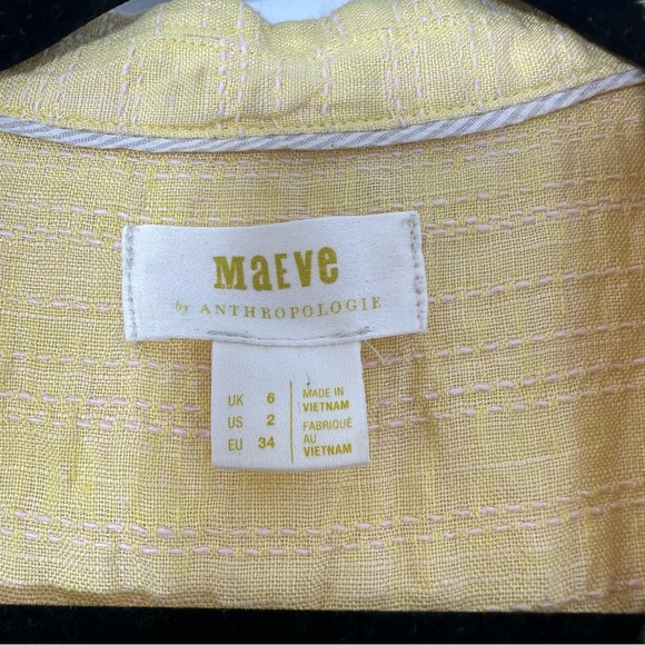 Anthropologie Maeve Felicity Yellow Collared Tank Top Size 2 - Picture 4 of 7